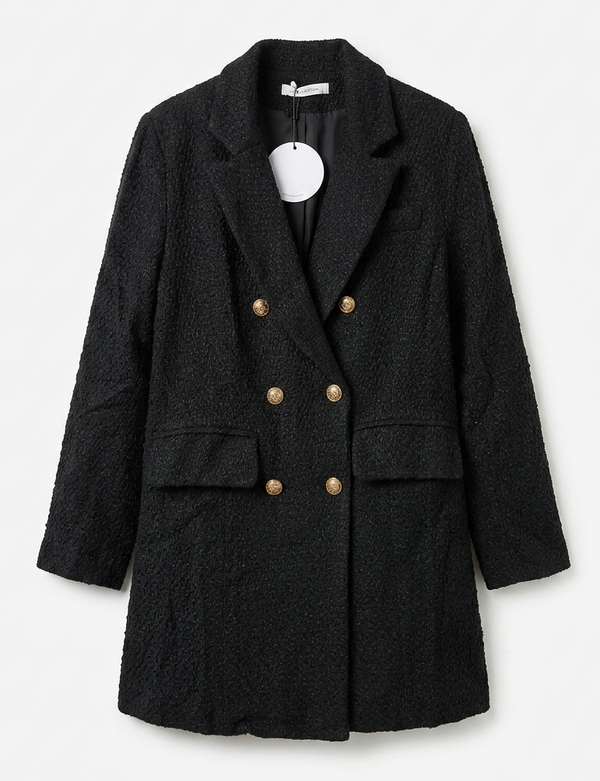 Dream House Double Breasted Black Tweed Blazer - Size 10