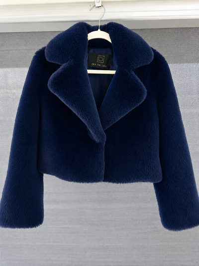 DEA The Label Faux Fur Cropped Jacket - Ink Size 8