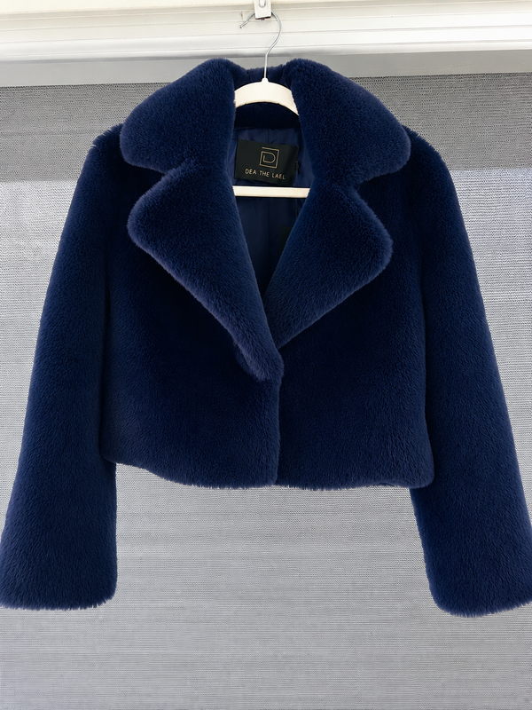 DEA The Label Faux Fur Cropped Jacket - Ink Size 8