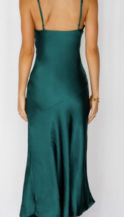 Forest Green Satin Formal Dress - Size XS