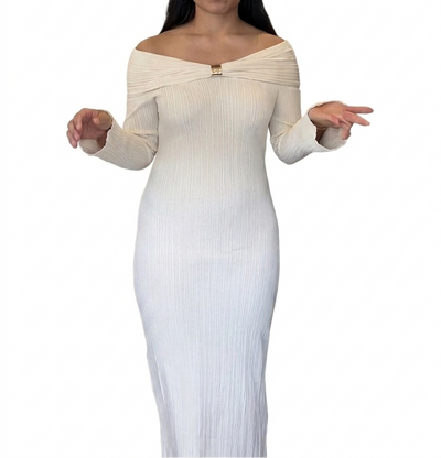 Du Soleil Cream Knitted Maxi Dress Size L/XL