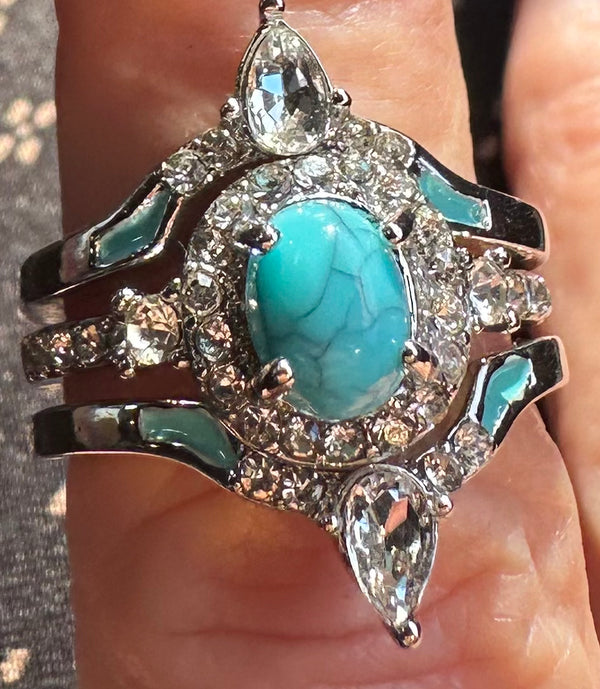 Vintage Silvertone Costume 3 piece ring set - size 9.5