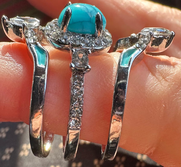 Vintage Silvertone Costume 3 piece ring set - size 9.5