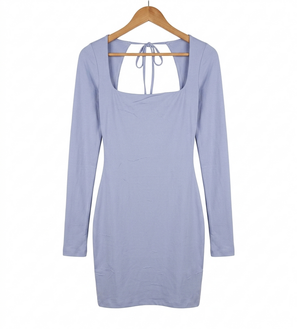 Blue Square Neck Mini Dress - size 10