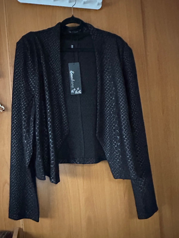 Samara Black and silver snakeskin print cardigan - Size 20