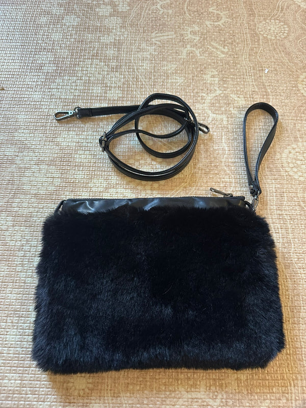 DEA The Label Faux Fur Clutch in Black
