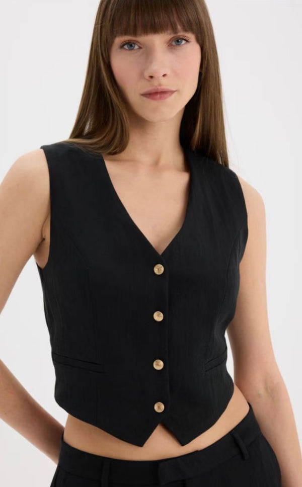 Black Button Down Vest size 8