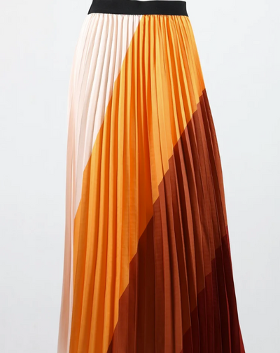Lila Whispers Orange Pleated Skirt XL