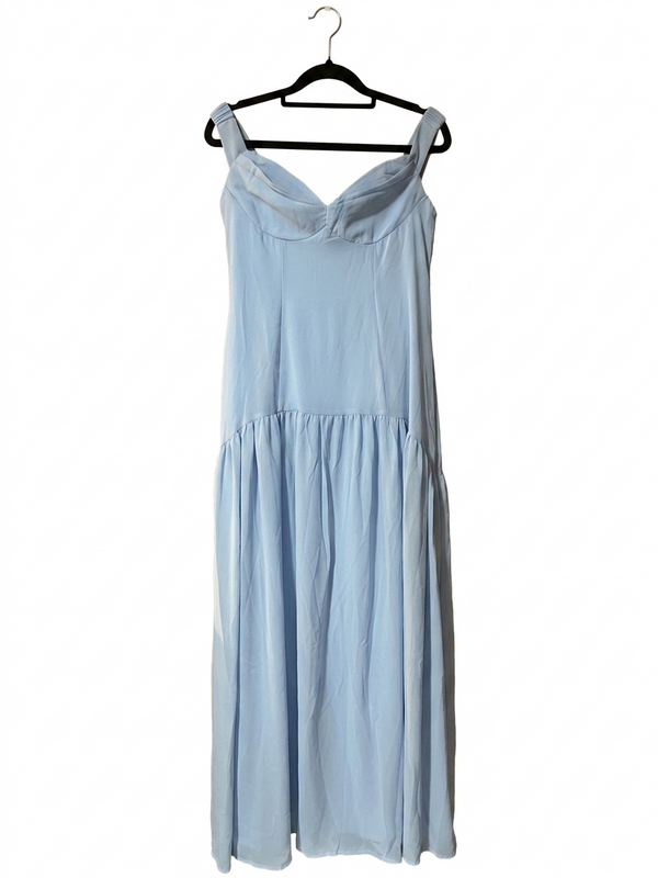 Angel Biba Blue Formal off-the-shoulder Dress with Matching Scarf - size 8