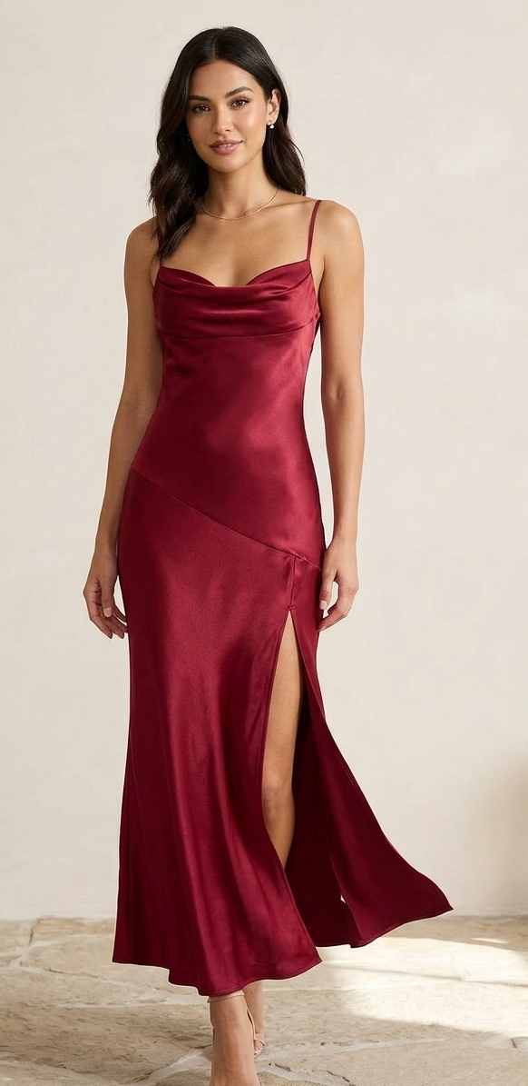 Berry Satin Formal Dress - Size 8  BNWT